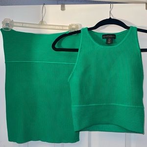 House of Harlow 1960 Green Knit two piece skirt and top set